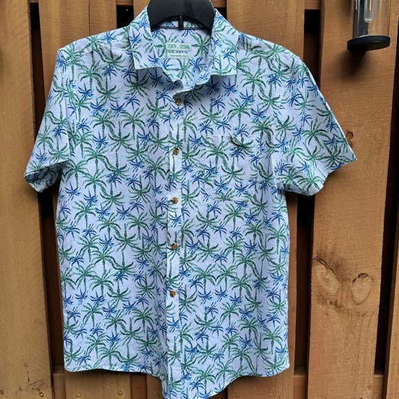 TENTH + OCEAN. Tropical, Linen & Cotton, Button Down Shirt. Size Medium. - Picture 8 of 11